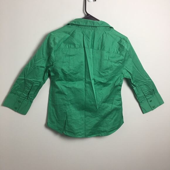 Apostrophe Stretch Button Down Shirt Green Size 14 - Picture 9 of 12